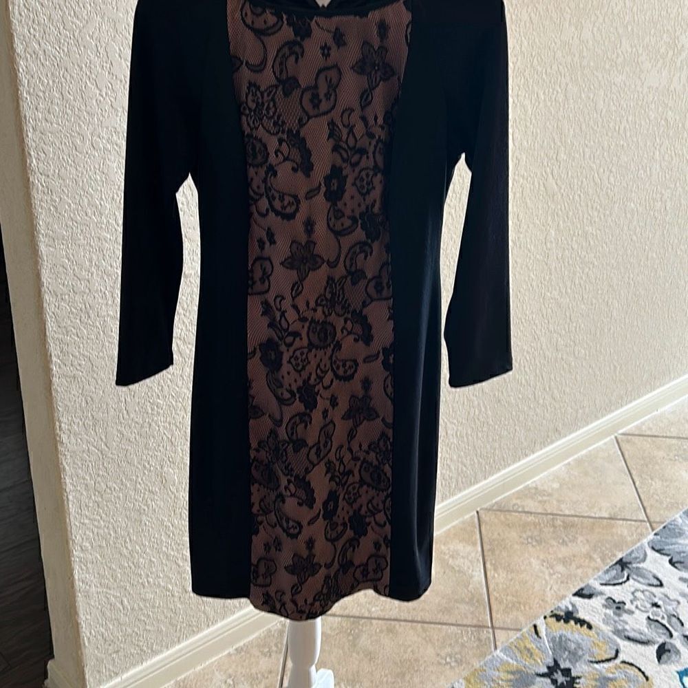 Anthropologie Eva Franco Womens 8 Black Cocktail Dress Floral Lace NWOT